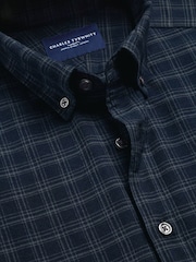 Indigo zils - Charles Tyrwhitt rūtainais, birstēts flaneļa krekls - Attēls 6 no 6