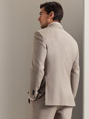 Charles Tyrwhitt Natural Mocha Flannel Slim Fit Plain Suit Jacket - Image 2 of 6