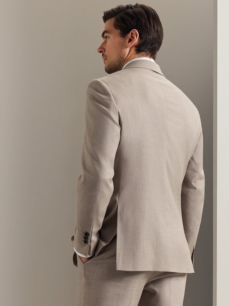 Charles Tyrwhitt Natural Mocha Flannel Slim Fit Plain Suit Jacket - Image 2 of 6 Charles Tyrwhitt Natural Mocha Flannel Slim Fit Plain Suit Jacket - Image 2 of 6
