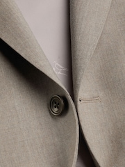 Charles Tyrwhitt Natural Mocha Flannel Slim Fit Plain Suit Jacket - Image 6 of 6