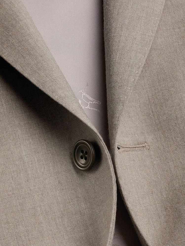 Charles Tyrwhitt Natural Mocha Flannel Slim Fit Plain Suit Jacket - Image 6 of 6 Charles Tyrwhitt Natural Mocha Flannel Slim Fit Plain Suit Jacket - Image 6 of 6