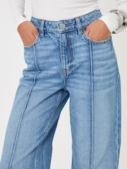Threadbare Blue Petite Wide Leg Turn Up Jeans - Image 2 of 5