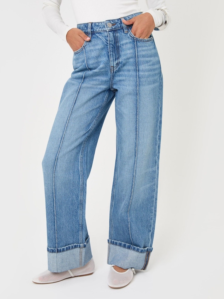 Threadbare Blue Petite Wide Leg Turn Up Jeans - Image 5 of 5 Threadbare Blue Petite Wide Leg Turn Up Jeans - Image 5 of 5