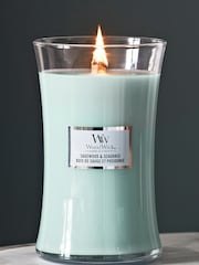 Woodwick Green Large Hourglass Scented Candle with Crackle Wick Seagrass - Image 1 of 4