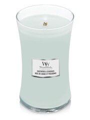 Woodwick Green Large Hourglass Scented Candle with Crackle Wick Seagrass - Image 3 of 4