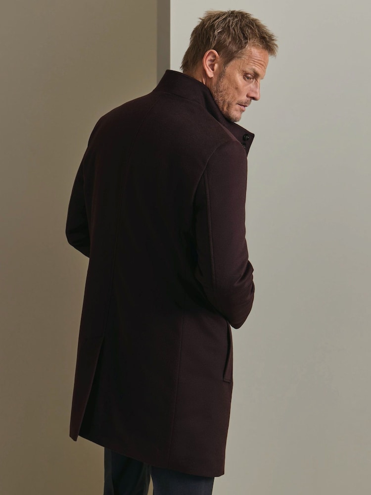 Charles Tyrwhitt Brown Pure Wool Funnel Neck Overcoat - Image 2 of 6 Charles Tyrwhitt Brown Pure Wool Funnel Neck Overcoat - Image 2 of 6