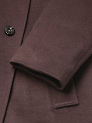 Charles Tyrwhitt Brown Pure Wool Funnel Neck Overcoat - Image 5 of 6