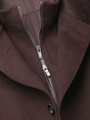 Charles Tyrwhitt Brown Pure Wool Funnel Neck Overcoat - Image 6 of 6