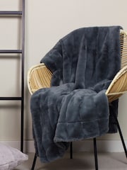 Riva Home Charcoal Empress Soft Faux Fur Throw - Image 1 of 4