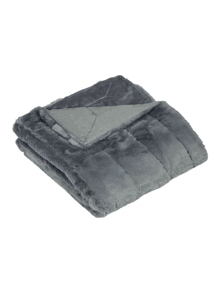 Riva Home Charcoal Empress Soft Faux Fur Throw - Image 3 of 4