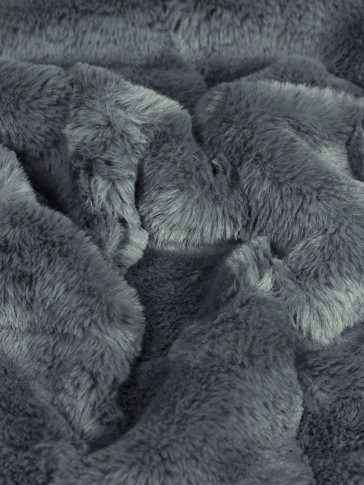 Riva Home Charcoal Empress Soft Faux Fur Throw - Image 4 of 4