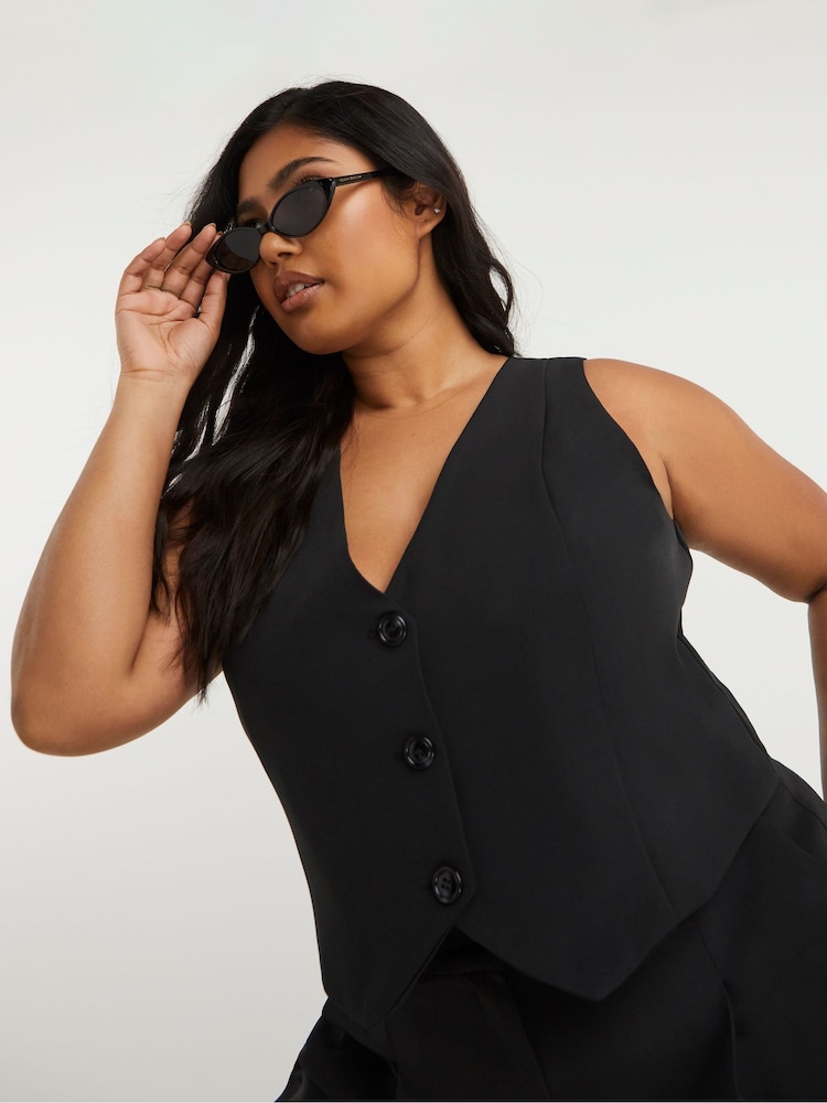 Simply Be Black Tailored Waistcoat - Image 2 of 4 Simply Be Black Tailored Waistcoat - Image 2 of 4