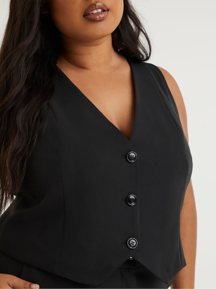 Simply Be Black Tailored Waistcoat - Image 4 of 4