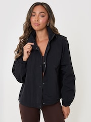 Threadbare Black Showerproof Funnel Neck Windbreaker - Image 2 of 5