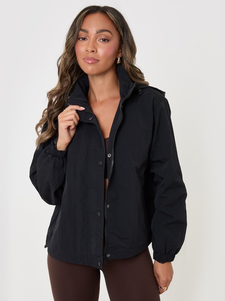 Threadbare Black Showerproof Funnel Neck Windbreaker - Image 2 of 5 Threadbare Black Showerproof Funnel Neck Windbreaker - Image 2 of 5