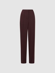 Reiss Burgundy Aleah Elasticated Waist Wide Leg Trousers - Image 2 of 5