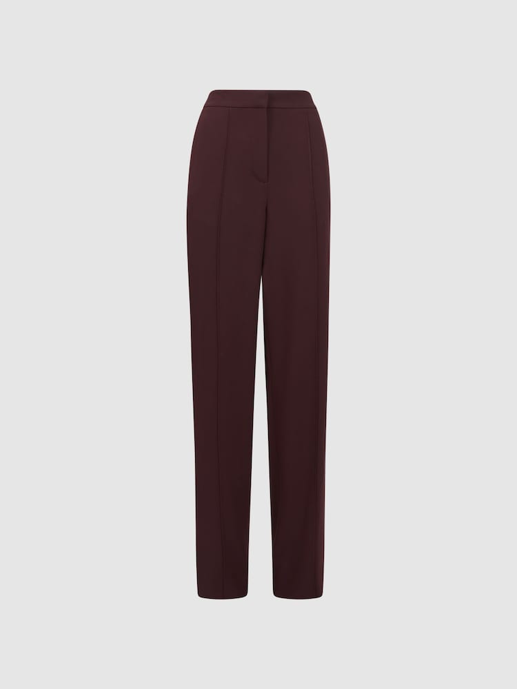 Reiss Burgundy Aleah Elasticated Waist Wide Leg Trousers - Image 2 of 5