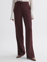 Reiss Burgundy Aleah Elasticated Waist Wide Leg Trousers - Image 3 of 5