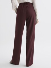 Reiss Burgundy Aleah Elasticated Waist Wide Leg Trousers - Image 5 of 5