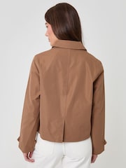 Threadbare Brown Cropped Trench Coat - Image 3 of 4
