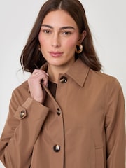 Threadbare Brown Cropped Trench Coat - Image 4 of 4