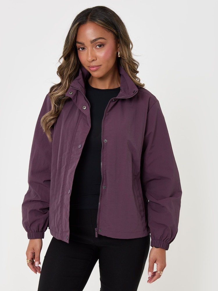Threadbare Purple Showerproof Funnel Neck Windbreaker - Image 1 of 5 Threadbare Purple Showerproof Funnel Neck Windbreaker - Image 1 of 5