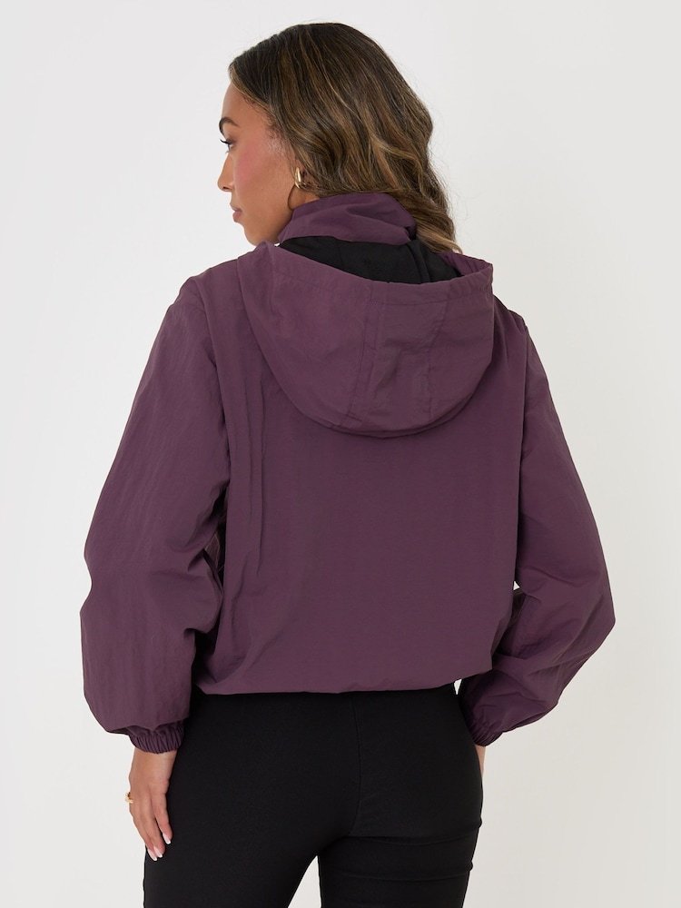 Threadbare Purple Showerproof Funnel Neck Windbreaker - Image 2 of 5 Threadbare Purple Showerproof Funnel Neck Windbreaker - Image 2 of 5