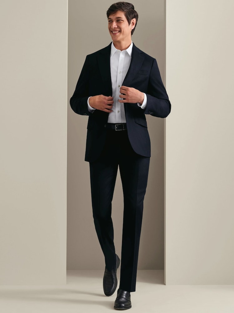 Navy Blå - Charles Tyrwhitt Flannel Slim Fit Plain Suit Trousers - Bild 1 av 5
