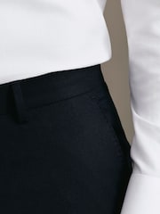 Navy Blå - Charles Tyrwhitt Flannel Slim Fit Plain Suit Trousers - Bild 3 av 5