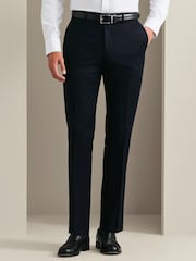 Navy Blå - Charles Tyrwhitt Flannel Slim Fit Plain Suit Trousers - Bild 5 av 5