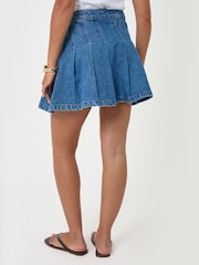 Threadbare Blue Denim Pleated Mini Skirt - Image 3 of 5