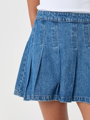 Threadbare Blue Denim Pleated Mini Skirt - Image 5 of 5