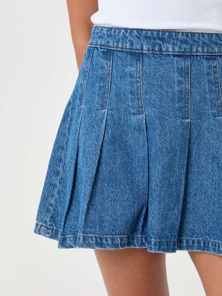 Threadbare Blue Denim Pleated Mini Skirt - Image 5 of 5 Threadbare Blue Denim Pleated Mini Skirt - Image 5 of 5