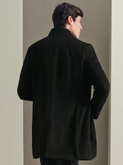 Charles Tyrwhitt Black Pure Wool Funnel Neck Overcoat - Image 2 of 6