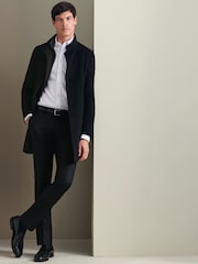 Charles Tyrwhitt Black Pure Wool Funnel Neck Overcoat - Image 3 of 6
