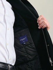 Charles Tyrwhitt Black Pure Wool Funnel Neck Overcoat - Image 4 of 6