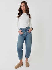 Threadbare Blue Petite Barrel Leg Jeans - Image 1 of 5