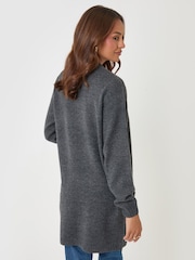 Threadbare Dark Grey Longline Knitted Cardigan - Image 2 of 4
