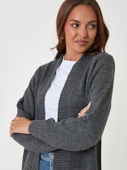 Threadbare Dark Grey Longline Knitted Cardigan - Image 4 of 4