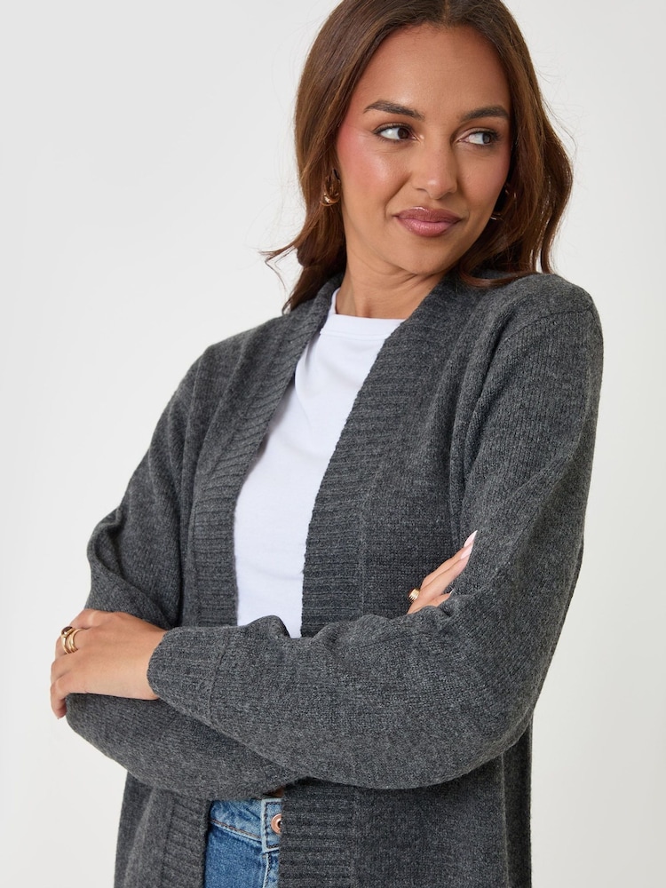 Threadbare Dark Grey Longline Knitted Cardigan - Image 4 of 4 Threadbare Dark Grey Longline Knitted Cardigan - Image 4 of 4