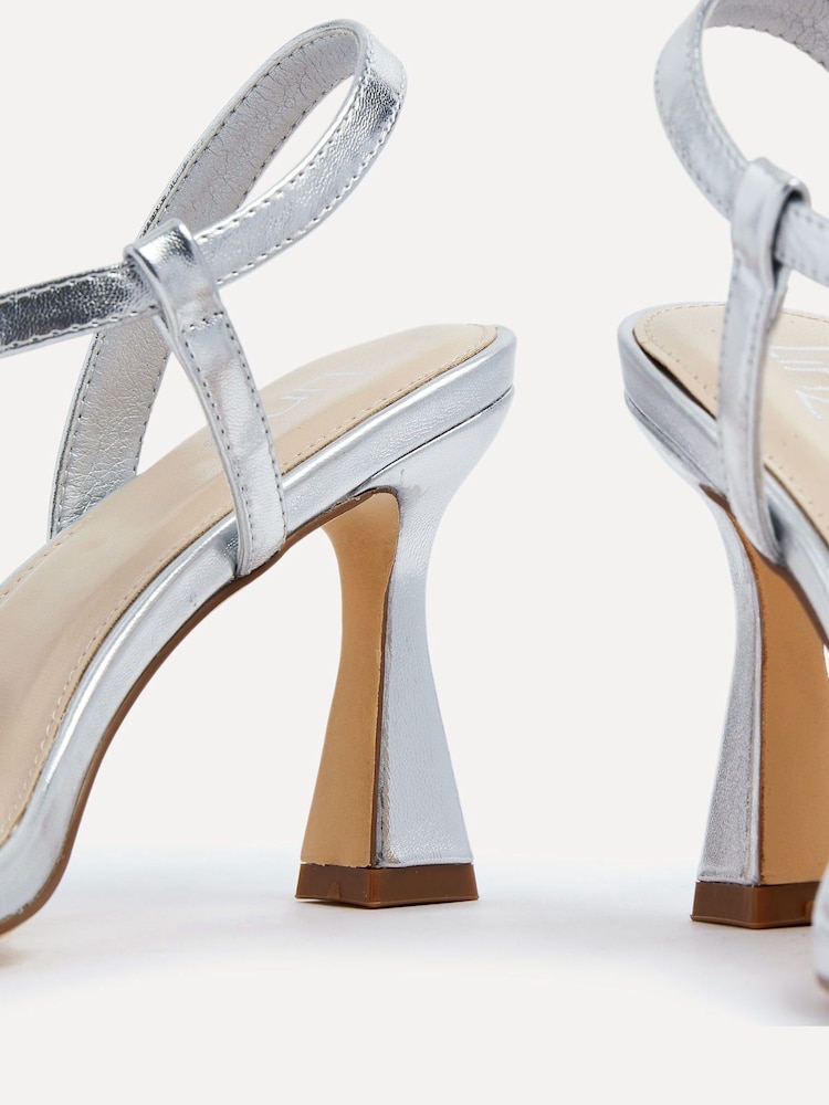 Linzi Silver Klass Open Toe Flared Heel Sandals - Image 6 of 6