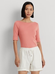 Розовый - Ralph Lauren хлопковые футболки с вырезом лодочкой Lauren Judy - Изображение 1 из 7
