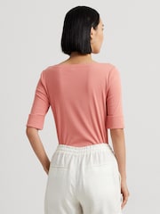 Розовый - Ralph Lauren хлопковые футболки с вырезом лодочкой Lauren Judy - Изображение 3 из 7