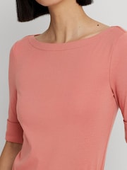 Розовый - Ralph Lauren хлопковые футболки с вырезом лодочкой Lauren Judy - Изображение 5 из 7