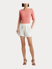 Розовый - Ralph Lauren хлопковые футболки с вырезом лодочкой Lauren Judy - Изображение 6 из 7