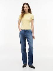 Tommy Jeans Yellow Logo Slim Jersey T-Shirt - Image 3 of 5