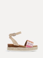 Linzi Natural Wide Fit Sahara Multicoloured Raffia Espadrille Inspired Sandals - Image 2 of 5