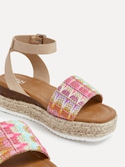 Linzi Natural Wide Fit Sahara Multicoloured Raffia Espadrille Inspired Sandals - Image 4 of 5