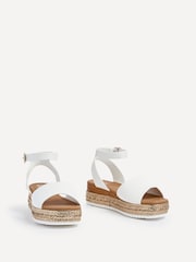 Linzi White Wide Fit Marisol Espadrille Flatform Shoes With Plaited Sandals - Image 4 of 5