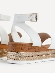 Linzi White Wide Fit Marisol Espadrille Flatform Shoes With Plaited Sandals - Image 5 of 5